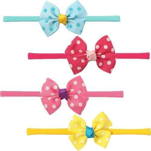 1PC New Style Dot Hair Bows With Headbands For Children Dot Pattern Nylon Headband Girls Hair Band
