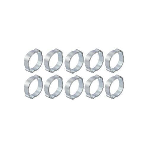10 Pcs Zinc Plated Iron 17mm-20mm 2-Ear Hose Clamp for Fuel Air Water Pipe