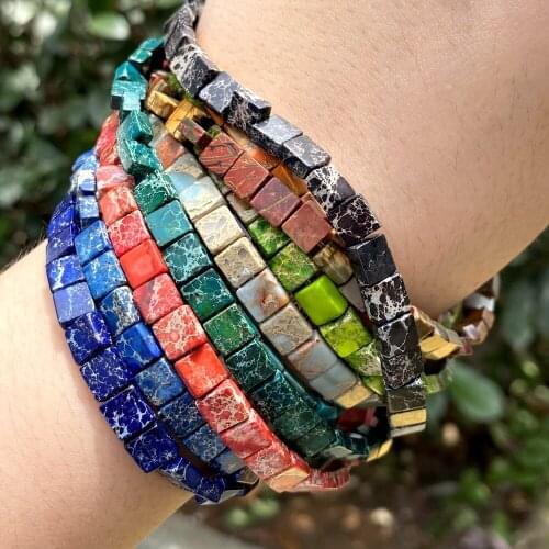 3x6x6mm 61pcs Square Natural Sea Sediment Stone Beads Loose Spacer Shoushan Beads For Jewelry Making Diy Necklace Bracelet