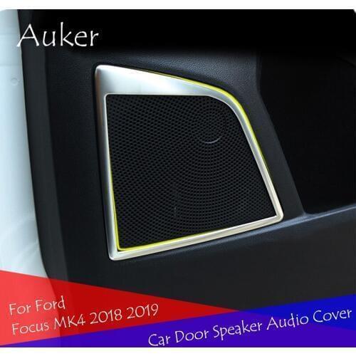 Car Door Speaker Audio Frame Cover Stickers Bezel Car Styling 4pcs/set Stainless Steel For Ford Focus Focus4 MK4 2018 2019