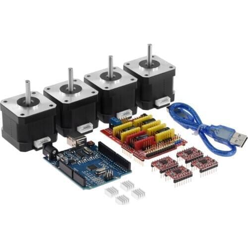 4-lead Nema17 Stepper Motor 42 motor + CNC shield v3 Engraving Machine 3D Printer+ 4pcs A4988 Driver Expansion Board