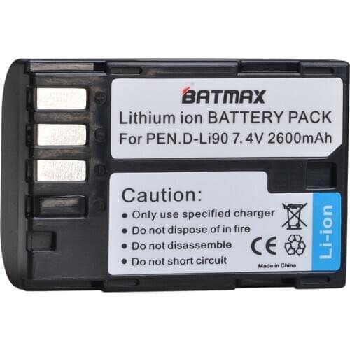 Batmax 2600mAh D-LI90 DLI90 D LI90 Digital Camera Battery AKKU For PENTAX K-7 K-7D K-5 K-5 II 645D K01 K-3 K-3 II 645Z L15