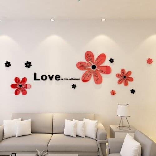 Summer flower combination acrylic 3D creative sofa background wall stickers self-adhesive modern simple layout stickers