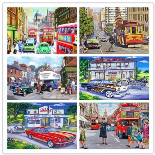 Nordic Style Diy Diamond Painting Street View Full Craft Kit Diamond Embroidery Town Landscape Moscia Needlework Home Decor
