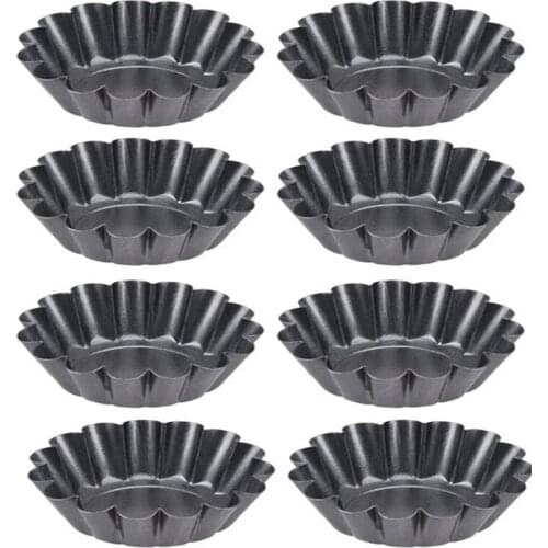 Non-Stick Tart Quiche Flan Pan Mold Muffin Cup Pie Pizza Cake Mold Cupcake Egg Tart Tartlet Baking Mold 8Pcs
