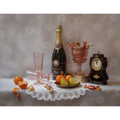 Free shipping photography lemon orange candy clock still life oil painting canvas printings on canvas art decoration picture