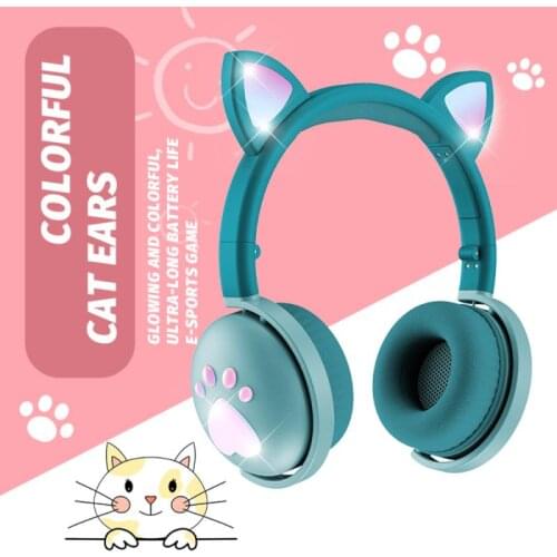 New Cat Claw Luminous Wireless Bluetooth-compatible Headset Cartoon Cute Cat Ears for Kids Girl Mobile Phone Computer
