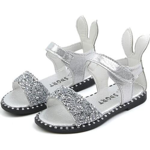 Children Sandals Toddler Baby Girls Princess Sandals Kids Summer Party Wedding Glitter Rabbit Sandalias School Casual Shoes