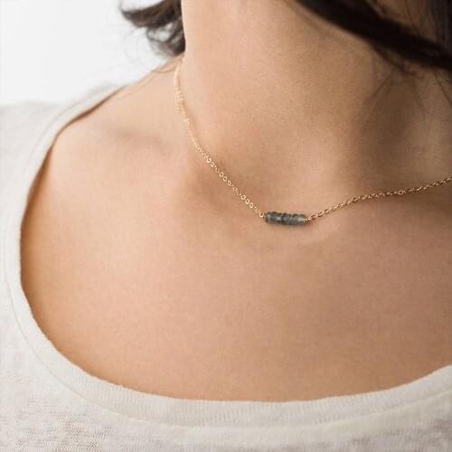 JUJIE Simple Necklace Women Stainless Steel Trendy Crystal Necklace For Women Fashion Jewelry