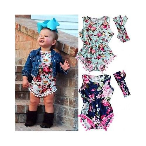 Summer Baby Clothes Baby Girls Flower Watermelon Print Tassel Jumpsuit Infant Playsuit Kids Sunsuit Baby Girl Newborn Romper