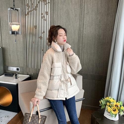 Herstory New Fashion Women Autumn Loose Jackets Coats Vintage Warm Female Imitate Lamb Wool Parkas Casual Street Lady Coat