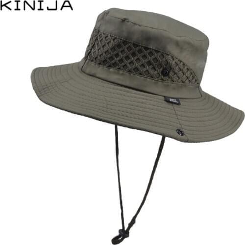 Summer Safari Sun Hat Men Women Bucket Hat outdoor camping hiking fishing Fisherman Cap uv protection solid Foldable chapeau