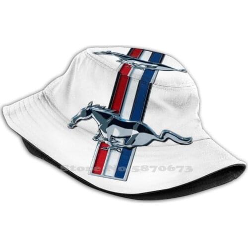 Logo Korean Caps Funny Beach Bucket Hats Logo Usa American Car Automobile Muscle Car Horse