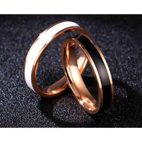 MANGOSKY 4mm Rose 14KGP Ring Fashion Man Women Stainless Titanium Steel Rose 14KGP Brand Design Couples Tail Ring