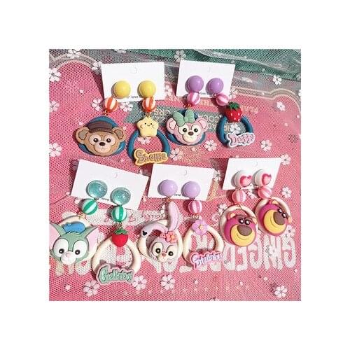 Disney Duffy Lotso Bear StellaLou Fashion Anime Action Figures Cartoon Products Accessories Stud Earrings Unisex Birthday Gifts