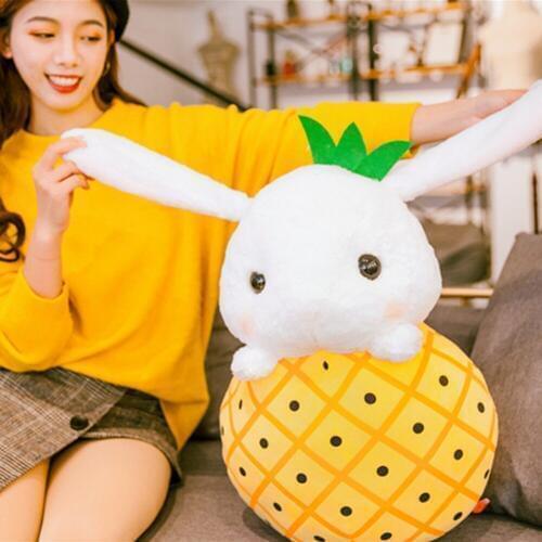Fancytrader Cartoon Soft Fruit Bunny Plush Toy Big Stuffed Anime Strawberry Watermelon Pineapple Banana Rabbit Doll 50cm