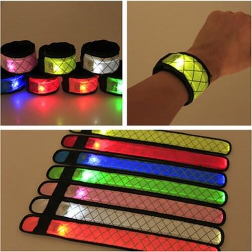 Nylon LED Sports Slap Wrist Strap Band Luminous Toy Wristband Light Flash Bracelet Glowing Armband Party Toy for Children
