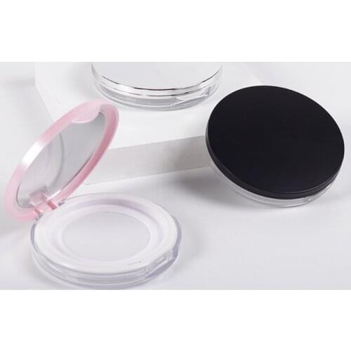 NewUltra-thin Portable Handheld Empty Loose Powder with Sieve Mirror and Powder Puff Travel Makeup Container Plastic Powder Box