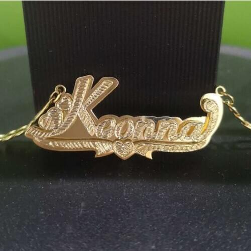 3UMeter Hip Hop Letter Necklace Name Crystal Double Plated Name Necklace Old English Custom Batch of Flowers Heart for Christmas