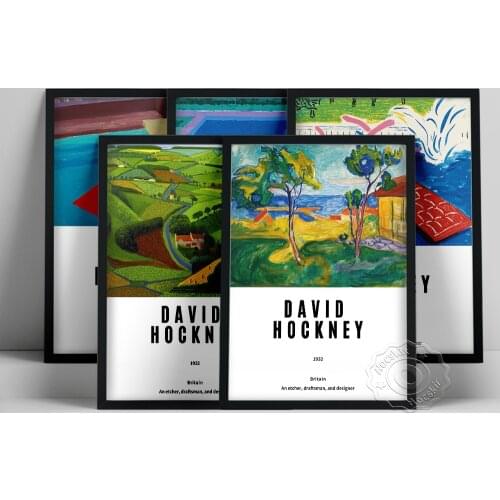 David Hockney Swimming Pool Poster, The Road Across The Wolds Prints, Summer Wall Art, Hockney Still Life Landscape Wall Picture