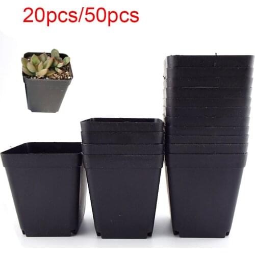 8*7*5 CM Plant Pot Plastic Flower Pots Creative Small Square Pots for Succulent Plants Garden Decor Black