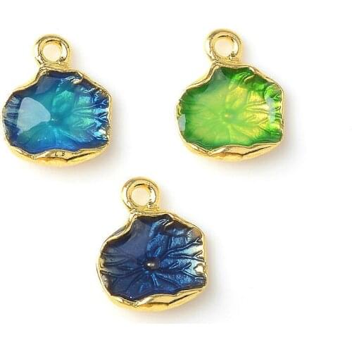 10 PCS 13*15 mm Lotus Leaf Alloy Material Charms Pendant Parts DIY Handmade Charms For Jewelry Making