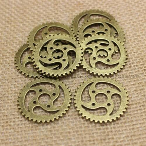 Free shipping (12 pieces/lot) 40mm Antique bronze Style Metal Alloy Big Gear Charms T0199