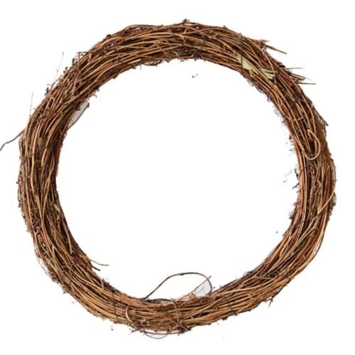 Drop Shipping Door Hanging Rattan Wreath Circle Christmas Crafts Vine Ring Hoop Easter Decor