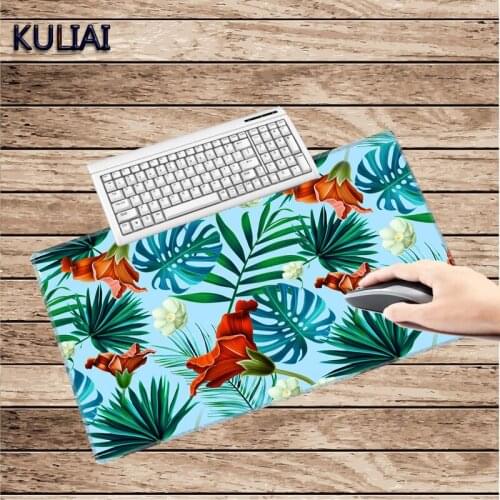 XGZ Fresh Leaves Red Flower Wallpaper Rubber Mouse Pad 30X60 To 40X90 Cm for Office Computer Home Desk Keyboard Pad Mouse Mat