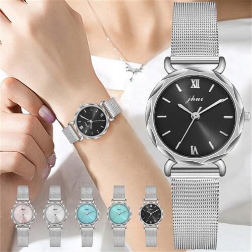 Luxury Women Quartz Watches For Women Silver Mesh Band Watch Ladies Sports Dress Pink Dial Wrist Watch Clock Female Watch