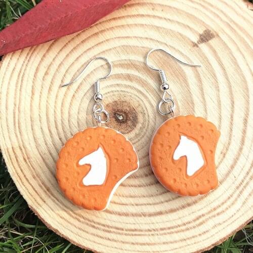 1Pair Women Drop Earrings Resin Cream Biscuits Sandwich biscuits Handmade Earrings Jewelry For Woman And Children
