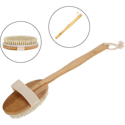 Bristle Bath Brush Long Handle Wooden Brushing Exfoliating Skin Cleaning Care Brush Massager Remove the horny massage brush