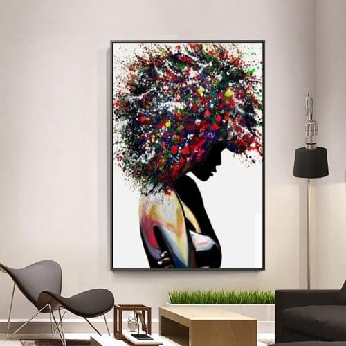 Modern Abstract Girl Wall Art Canvas Paintings Graffiti Art Posters And Prints Street Art Black Girl Wall Pictures Home Decor