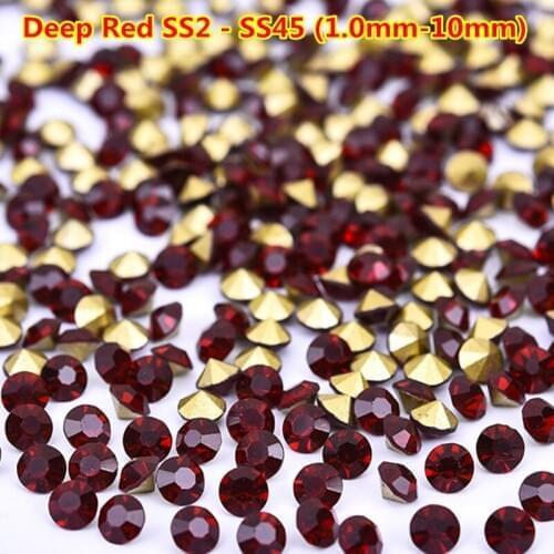 Ss2 1.0mm 1440pcs Deep Red Nail Art Small Rhinestone Cristsles swarovs para decoracion de unas glitter rhinestones crystal