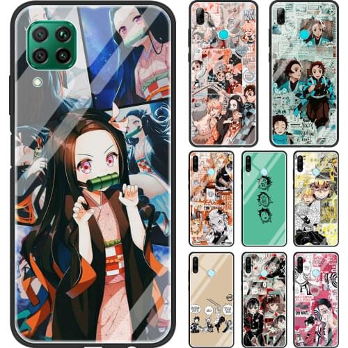Kimetsu Demon Slayer Anime Glass Phone Case for Huawei P30 P40 Pro P20 P10 Lite P Smart Z Y7 Y9 Y6 2019 for Honor 8X 20 Cover