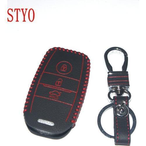 STYO Car Smart Key wallet genuine leather key cover leather key cases for 2016 KIA Optima K5 Sportage
