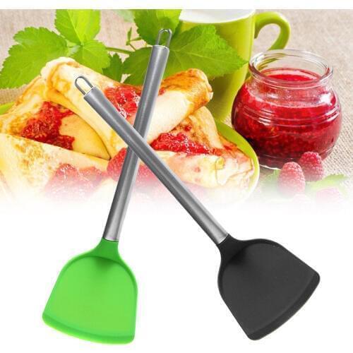 Green/Black Food Grade Silicone Spatula Non Stick Spatula Pancake Omelets Slice Turner Kitchen Utensils Kitchen Accessories