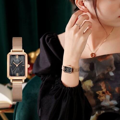 Womens Watch Retro Ins Style Simple Temperament Net Chain Square Ladies Watch
