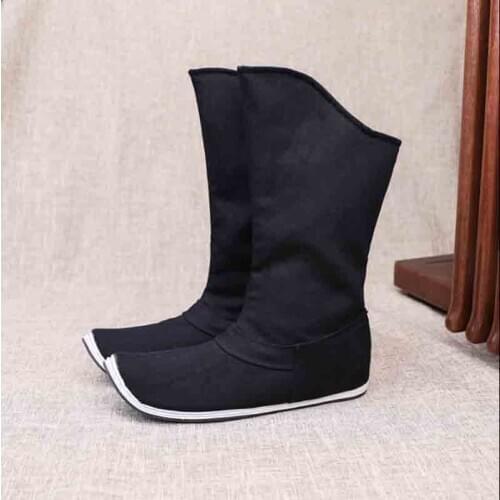 Chinese Traditional Hanfu Bow Boots For Men&Women Cloth Boots Hanfu Shoes Couples Black Hanfu Soap Boots For Men Women 35-44