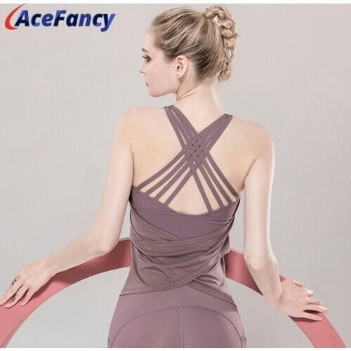 Yoga Top Women Gym Sports Vest Acefancy Cross Backless Sport Bras Yoga Shirt Women Fitness Vest Sport Sleeveless Shirts T2218