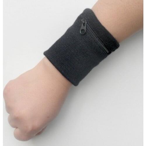 1 Pc Cotton Arm Sleeves Wristbands Zipper Wrist Wallet for Running Basketball Tennis Sweat Wrist Support Brace Wraps Guard