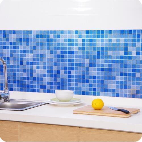 Kitchen Backsplsh Decor Waterproof Heatproof Oilproof Aluminum Self Adhesive Peel and Stick Mosaic Wallpaper - 1Piece
