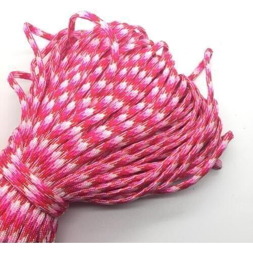 10yards/Lot Mix color Paracord Bracelets Rope 7 Strand Parachute Cord CAMPING HiKING Red+White+Rose