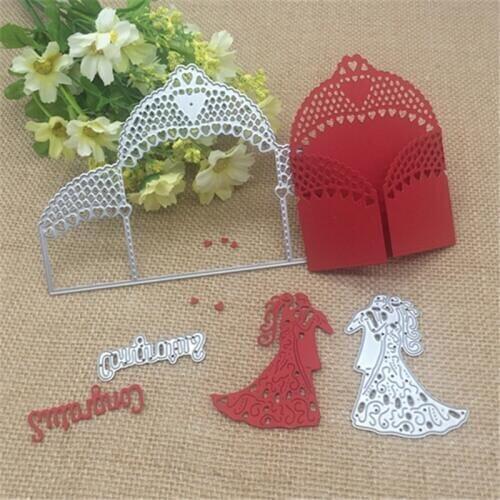 3pcs wedding lover dance congratus Metal Cutting Dies Stencil Scrapbooking Photo Album Card Paper Embossing Craft DIY