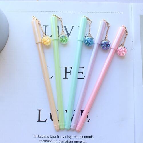 36pcs kawaii pen creative luminous glass ball pendant gel pens for school office supplies korean stationary cute pens for kids
