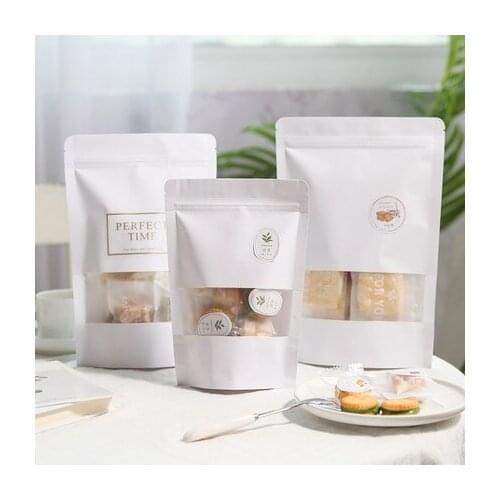 50pcs Nougat Candy Cookie Bags Self Stand With Window Snowflake Food Chocolate Hold Pack Plastic Gift Bag