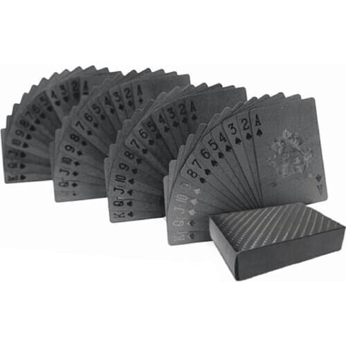 54pcs/pack Fashion Gold Foil Poker Novelty Collection Waterproof PVC Plastic Playing Cards Set Solid Color Black Board Game