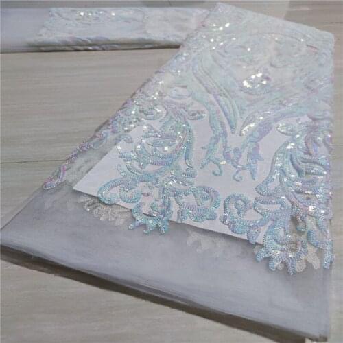 African Sequins Lace Fabric 2021 green High Quality Lace Material For Wedding Nigerian French Tulle Lace Fabrics Sewing white