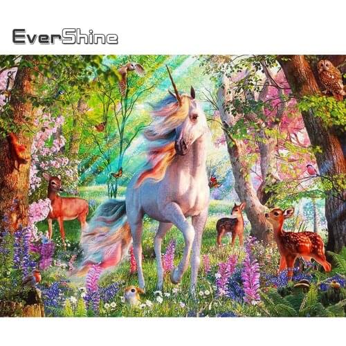 Evershine Diamond Embroidery Horse DIY Cross Stitch Forest Diamond Painting Animal Full Square Round Mosaic Kit Handicrafts
