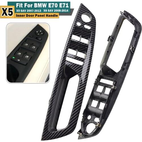 Car accessories Carbon fiber Car left Interior Door Armrest Handle Inner Panel Pull Trim Cover For BMW E70 E71 X5 X6 2007-2013